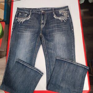 Platinum Plush jeans low rise straight leg darker blue women's size 21